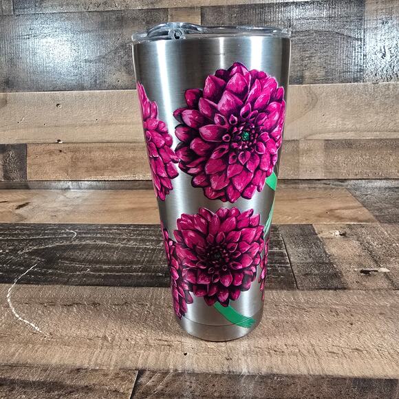 Tervis Painted Dahlias Stainless Steel Tumbler 30 oz - Picture 3 of 7